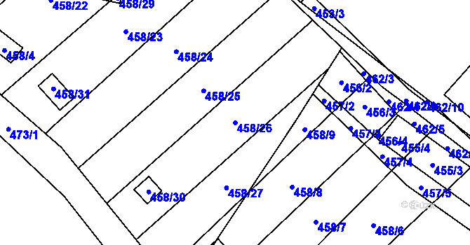 Parcela st. 458/26 v KÚ Svinařov u Kladna, Katastrální mapa