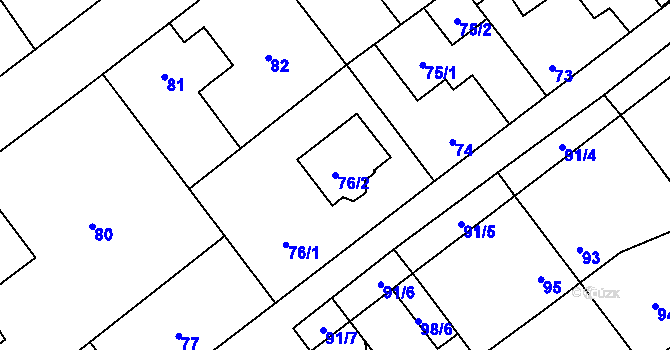 Parcela st. 76/2 v KÚ Svinařov u Kladna, Katastrální mapa