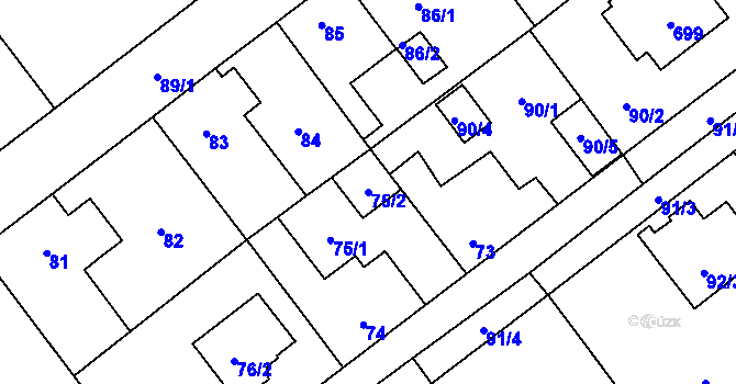 Parcela st. 75/2 v KÚ Svinařov u Kladna, Katastrální mapa