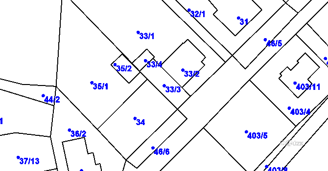 Parcela st. 33/3 v KÚ Svinařov u Kladna, Katastrální mapa