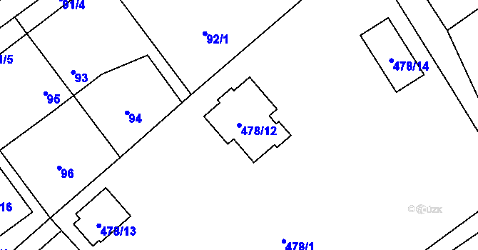 Parcela st. 478/12 v KÚ Svinařov u Kladna, Katastrální mapa