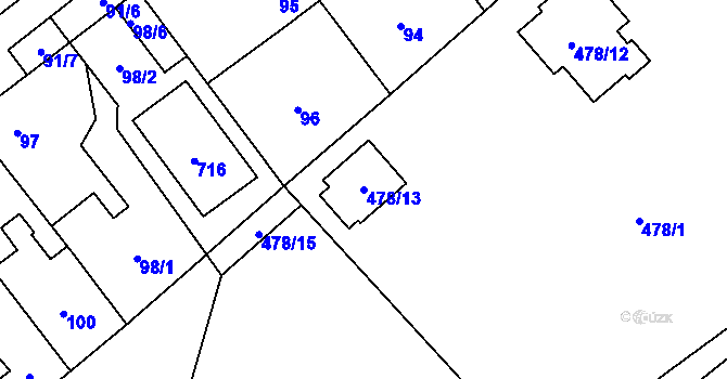 Parcela st. 478/13 v KÚ Svinařov u Kladna, Katastrální mapa