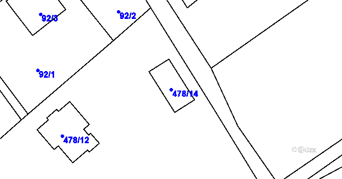 Parcela st. 478/14 v KÚ Svinařov u Kladna, Katastrální mapa