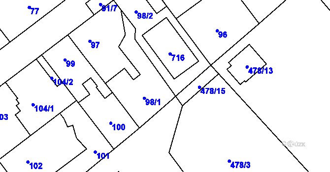 Parcela st. 98/4 v KÚ Svinařov u Kladna, Katastrální mapa