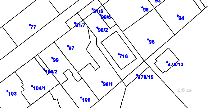 Parcela st. 98/5 v KÚ Svinařov u Kladna, Katastrální mapa