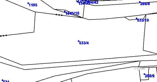 Parcela st. 533/4 v KÚ Svinařov u Kladna, Katastrální mapa