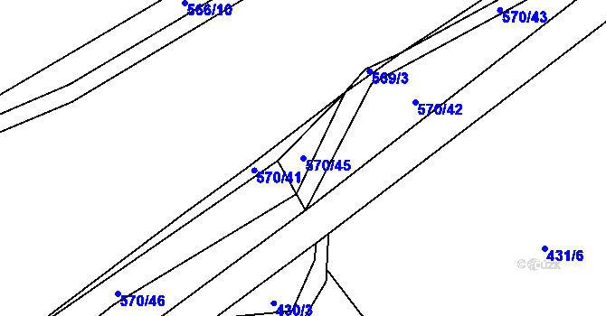 Parcela st. 570/45 v KÚ Svinařov u Kladna, Katastrální mapa