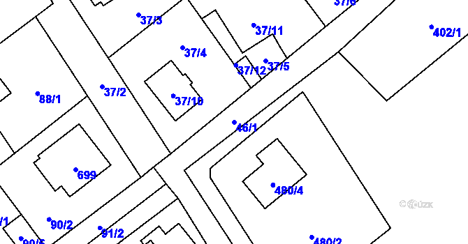 Parcela st. 46/1 v KÚ Svinařov u Kladna, Katastrální mapa