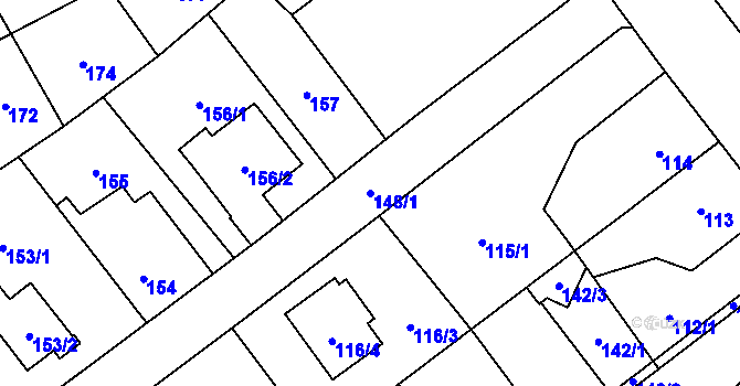 Parcela st. 148/1 v KÚ Svinařov u Kladna, Katastrální mapa