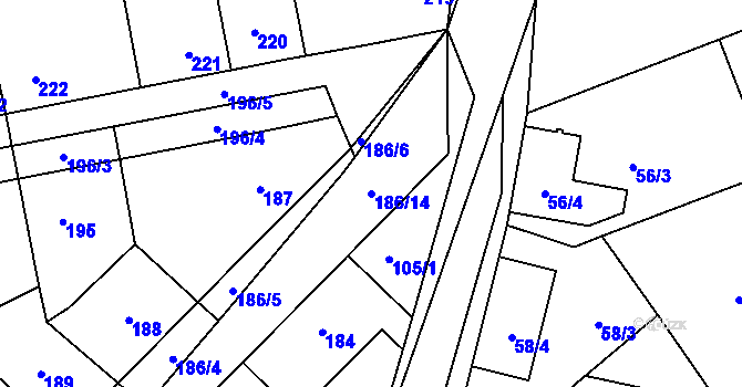 Parcela st. 186/14 v KÚ Svinařov u Kladna, Katastrální mapa