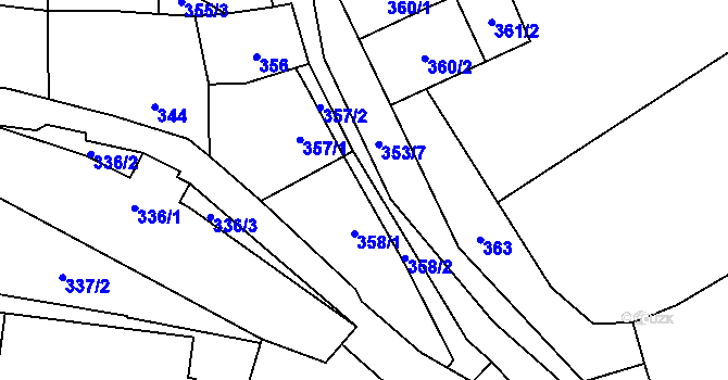 Parcela st. 358/3 v KÚ Svinařov u Kladna, Katastrální mapa