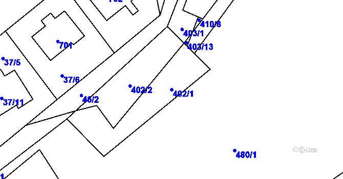 Parcela st. 402/1 v KÚ Svinařov u Kladna, Katastrální mapa