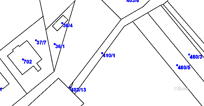 Parcela st. 410/1 v KÚ Svinařov u Kladna, Katastrální mapa