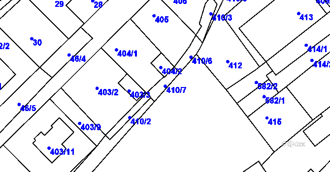 Parcela st. 410/7 v KÚ Svinařov u Kladna, Katastrální mapa