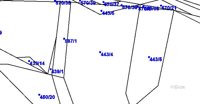 Parcela st. 443/4 v KÚ Svinařov u Kladna, Katastrální mapa