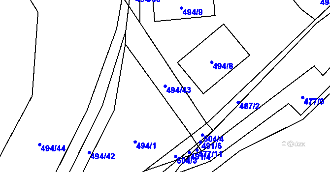 Parcela st. 494/43 v KÚ Svinařov u Kladna, Katastrální mapa