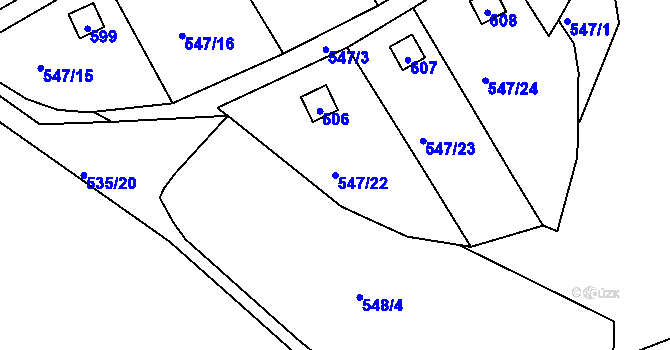 Parcela st. 547/22 v KÚ Svinařov u Kladna, Katastrální mapa