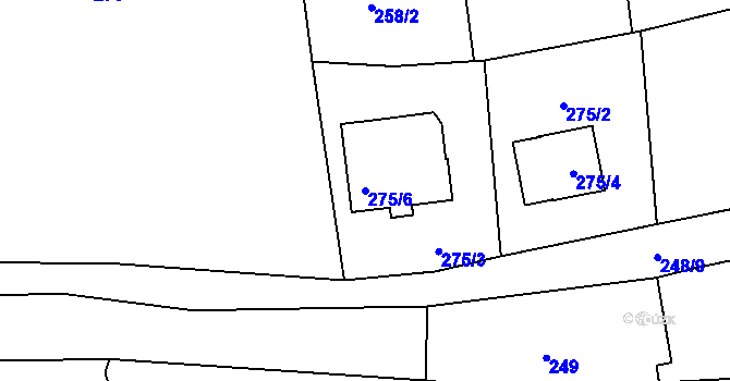 Parcela st. 275/6 v KÚ Svinařov u Kladna, Katastrální mapa