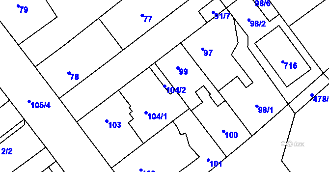 Parcela st. 104/2 v KÚ Svinařov u Kladna, Katastrální mapa
