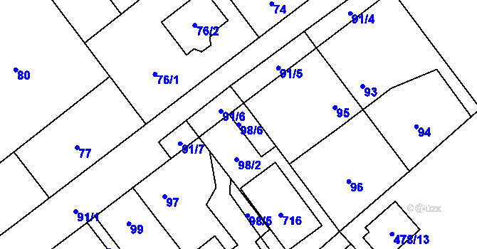 Parcela st. 98/6 v KÚ Svinařov u Kladna, Katastrální mapa