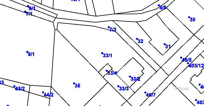 Parcela st. 33/1 v KÚ Svinařov u Kladna, Katastrální mapa