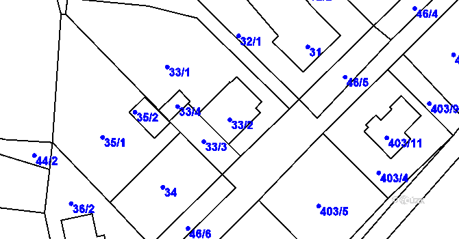 Parcela st. 33/2 v KÚ Svinařov u Kladna, Katastrální mapa