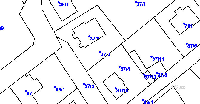 Parcela st. 37/3 v KÚ Svinařov u Kladna, Katastrální mapa