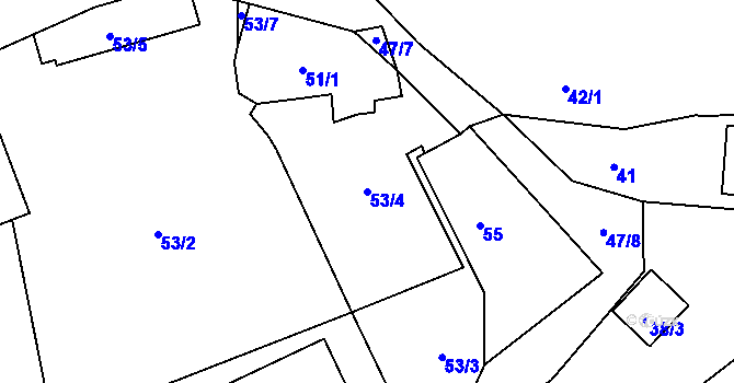 Parcela st. 53/4 v KÚ Svinařov u Kladna, Katastrální mapa