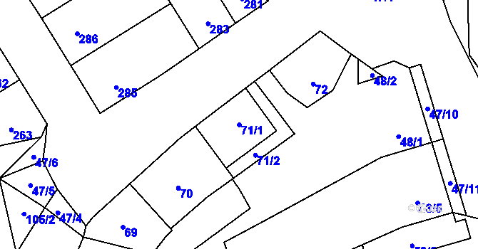 Parcela st. 71/1 v KÚ Svinařov u Kladna, Katastrální mapa