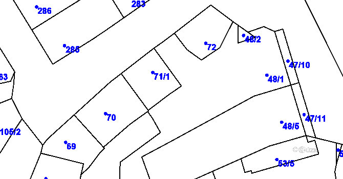 Parcela st. 71/2 v KÚ Svinařov u Kladna, Katastrální mapa