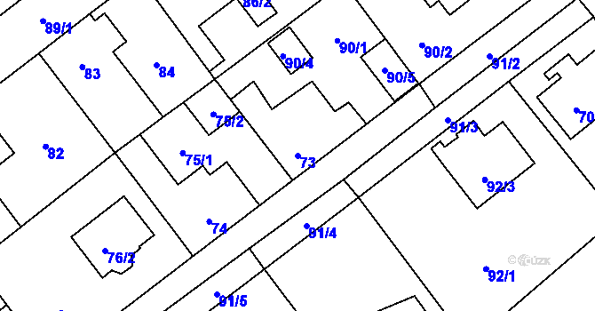 Parcela st. 73 v KÚ Svinařov u Kladna, Katastrální mapa