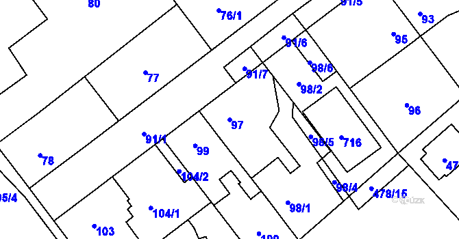 Parcela st. 97 v KÚ Svinařov u Kladna, Katastrální mapa