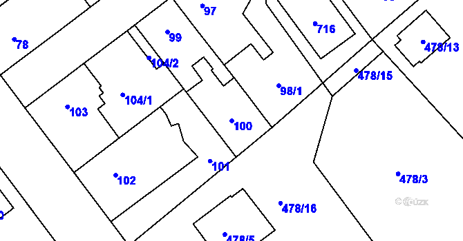 Parcela st. 100 v KÚ Svinařov u Kladna, Katastrální mapa