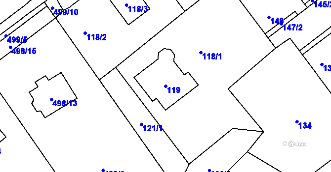 Parcela st. 119 v KÚ Svinařov u Kladna, Katastrální mapa