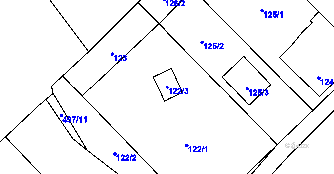 Parcela st. 122/3 v KÚ Svinařov u Kladna, Katastrální mapa
