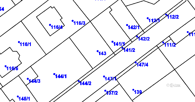 Parcela st. 143 v KÚ Svinařov u Kladna, Katastrální mapa