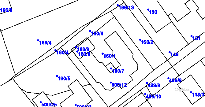 Parcela st. 160/1 v KÚ Svinařov u Kladna, Katastrální mapa