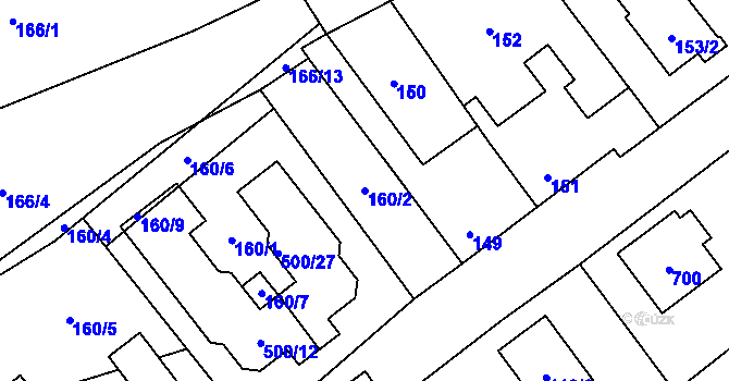 Parcela st. 160/2 v KÚ Svinařov u Kladna, Katastrální mapa