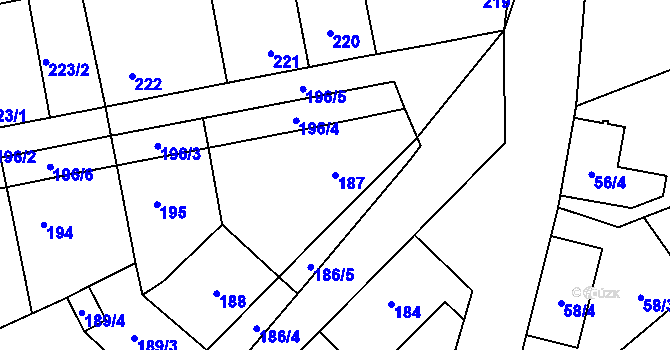 Parcela st. 187 v KÚ Svinařov u Kladna, Katastrální mapa