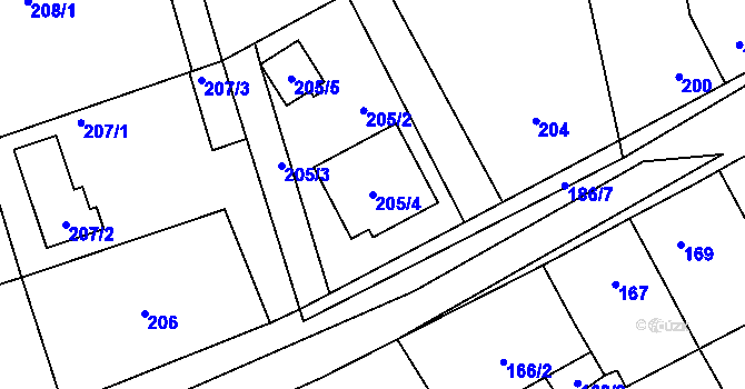 Parcela st. 205/4 v KÚ Svinařov u Kladna, Katastrální mapa