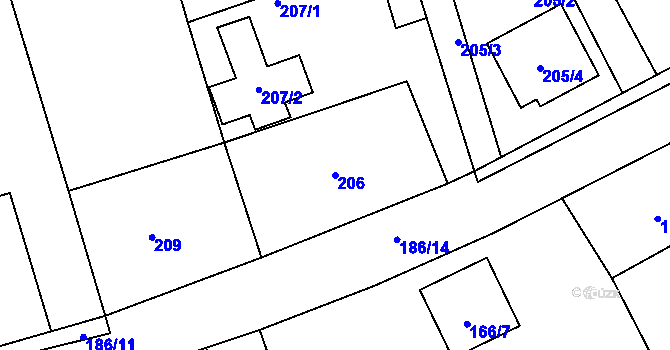 Parcela st. 206 v KÚ Svinařov u Kladna, Katastrální mapa