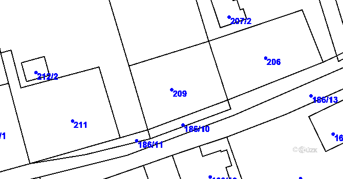 Parcela st. 209 v KÚ Svinařov u Kladna, Katastrální mapa