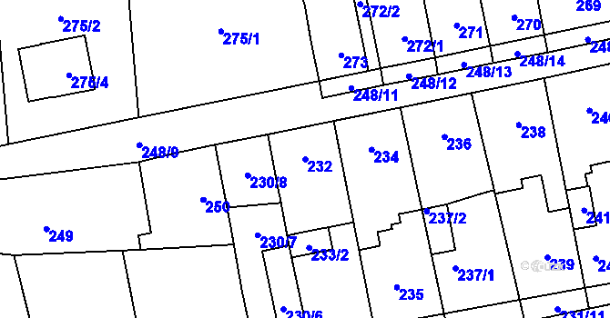 Parcela st. 232 v KÚ Svinařov u Kladna, Katastrální mapa