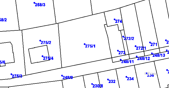 Parcela st. 275/1 v KÚ Svinařov u Kladna, Katastrální mapa