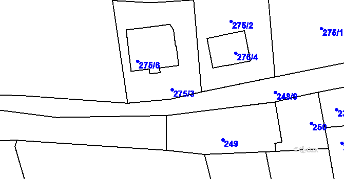 Parcela st. 275/3 v KÚ Svinařov u Kladna, Katastrální mapa