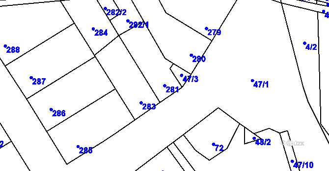 Parcela st. 281 v KÚ Svinařov u Kladna, Katastrální mapa