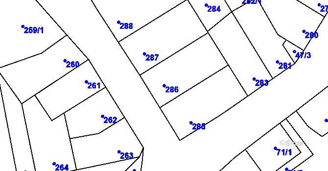 Parcela st. 286 v KÚ Svinařov u Kladna, Katastrální mapa