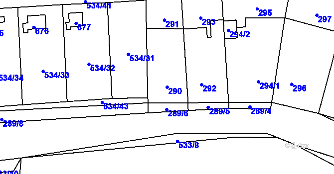 Parcela st. 290 v KÚ Svinařov u Kladna, Katastrální mapa