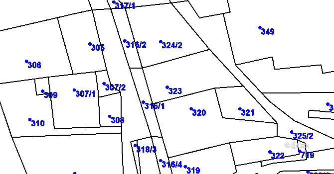 Parcela st. 323 v KÚ Svinařov u Kladna, Katastrální mapa