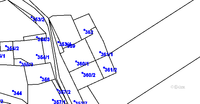 Parcela st. 361/1 v KÚ Svinařov u Kladna, Katastrální mapa